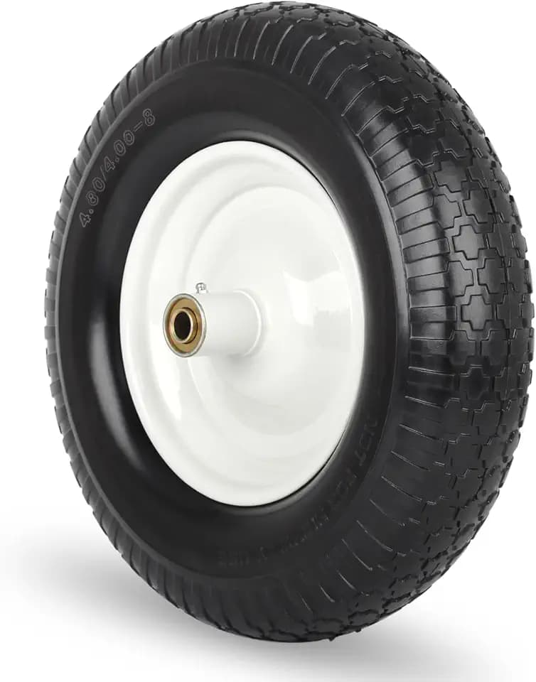 GICOOL 16" Solid Wheelbarrow Tire, 4.80/4.00-8" Flat-Free Tire and Wheel, 6" Centered Hub, 5/8" Axle Bore Hole for Wheel Barrow Garden Utility Cart Replacement