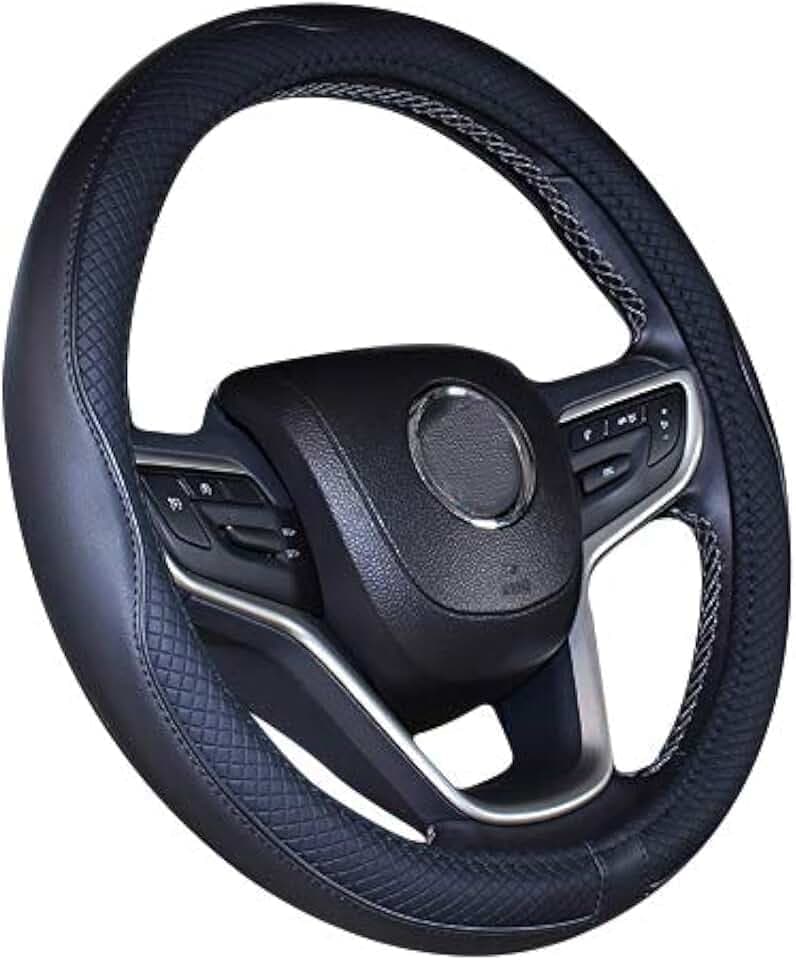 Mayco Bell 2019 Neue Schwarze Mikrofaser-Lederlenkradabdeckung für F-150 Tundra Range Rover (Schwarz, 39-40.25cm)