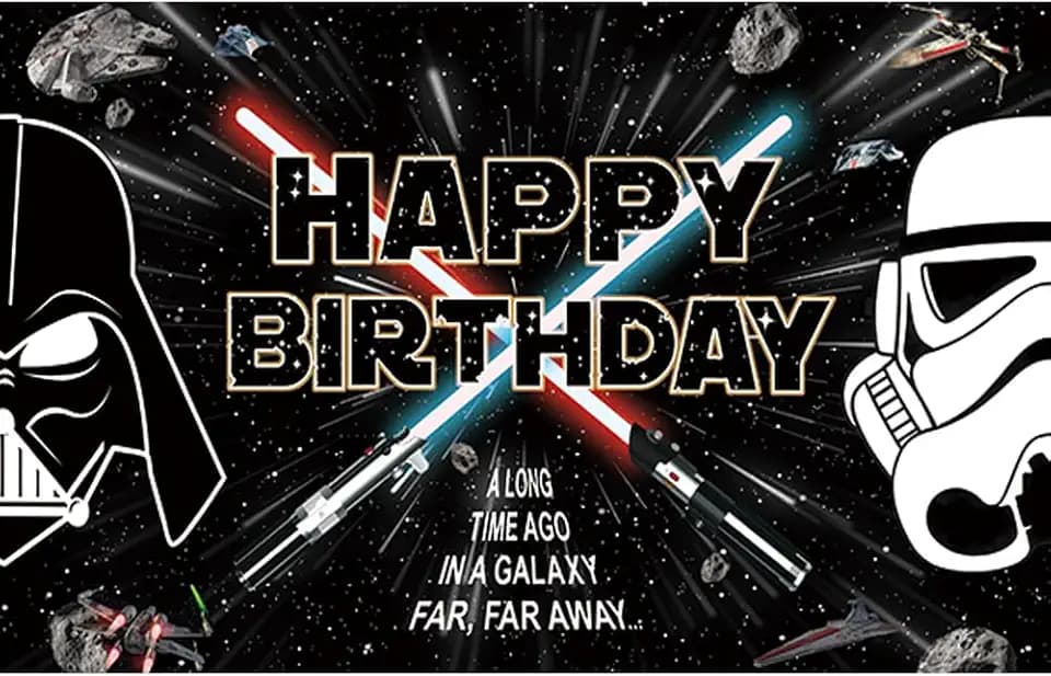 7x5ft Galaxy Wars Happy Birthday Backdrop Space Battleship Wars Birthday Backdrops for Party Birthday Party Decoration for Kids