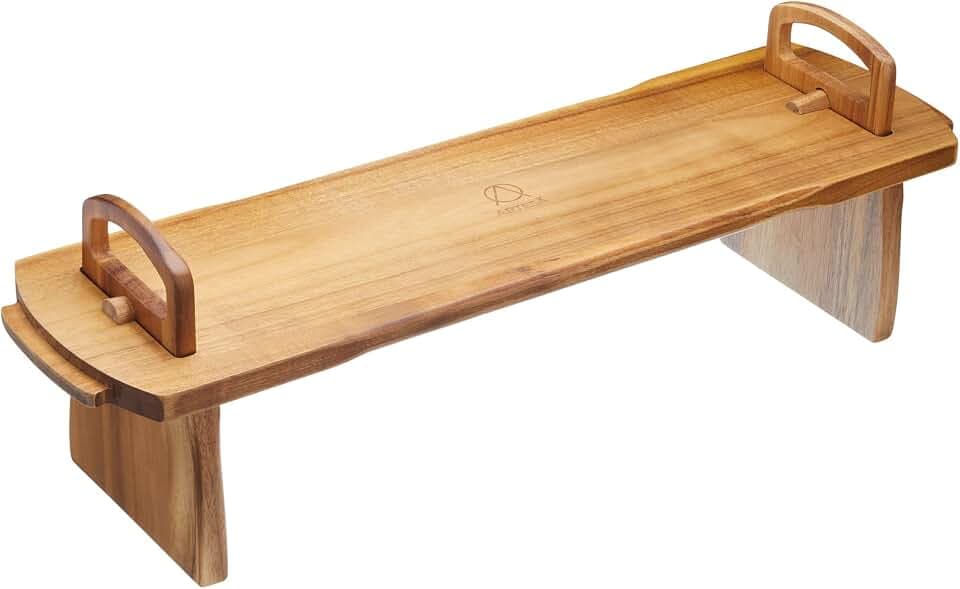Artesa Serviertablett aus Holz, rustikales Akaziendesign, flach zusammenklappbar, 52 x 15 x 17 cm