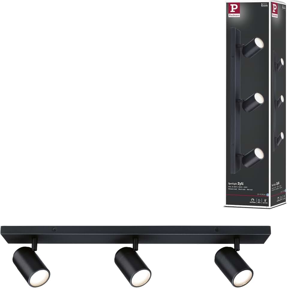 Paulmann 66777 Spotlight Zyli IP44 GU10 230V max. 3x10W dimmbar Schwarz matt
