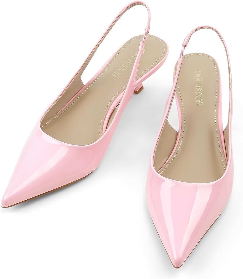 JENN ARDOR Slingback Heels for Women Low Heels Dress Shoes Kitten Pumps Dressy Heeled Sandals Wide Width Fashion Casual Shoes