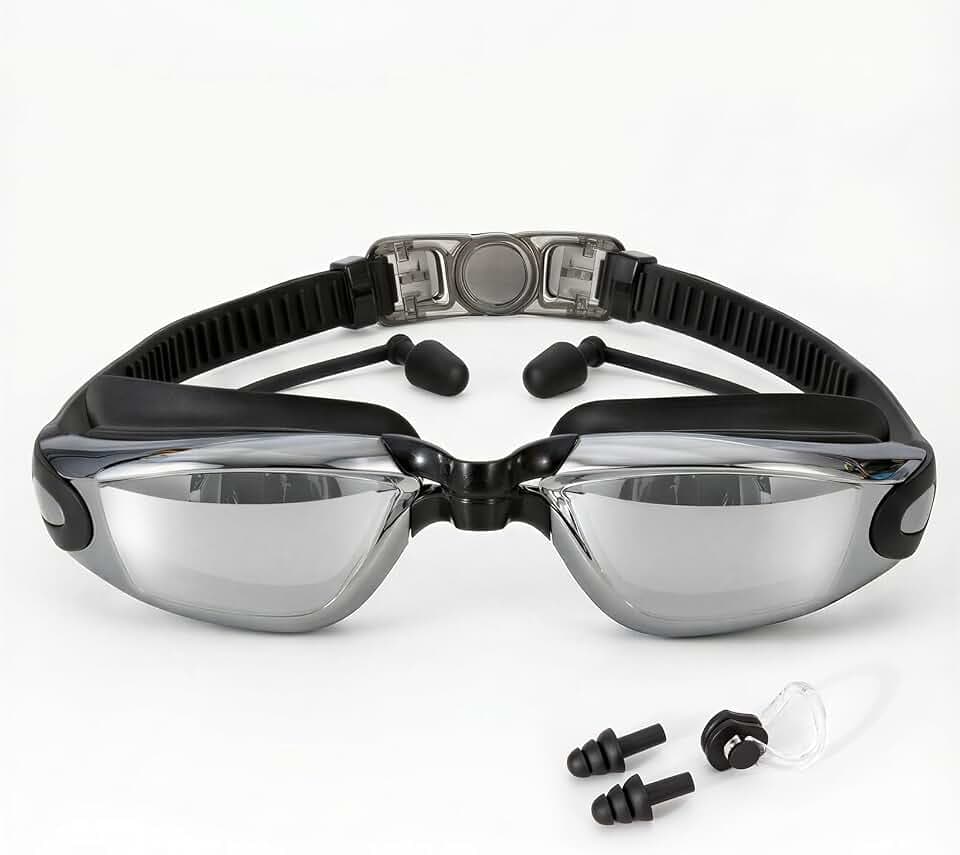 BEEWAY Schwimmbrille, Premium bequem Swim Google befestigt 2, Anti Nebel UV-Schutz Objektive Voll verstellbar für Erwachsene Herren Frauen und Kinder 8 +