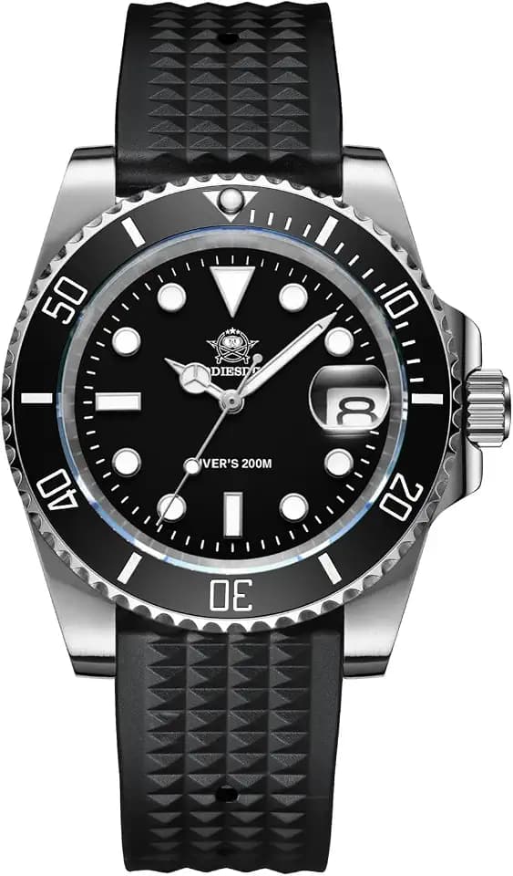 ADDIESDIVE 41 MM Mens Dive Watch Quartz Movement Watches for Men Easy to Read Dial 200 M Waterproof BGW9 Luminous Analog Orange/Red/Green/Black Gradient Dial