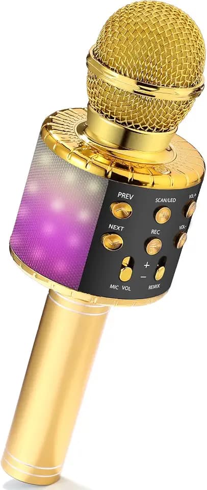 Fede Karaoke Mikrofon, Drahtloses Bluetooth Mikrofon für Kinder, Lustige Geschenke Spielzeug für Teenager Mädchen Jungen, Tragbares KTV Lautsprecher Recorder für Smartphone PC