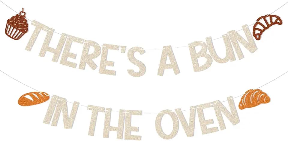 There's a Bun in the Oven Baby Shower Party Banner Baking Theme Baby Sprinkle Party Decorations Gender Neutral Bread Theme Baby Shower Party Supply