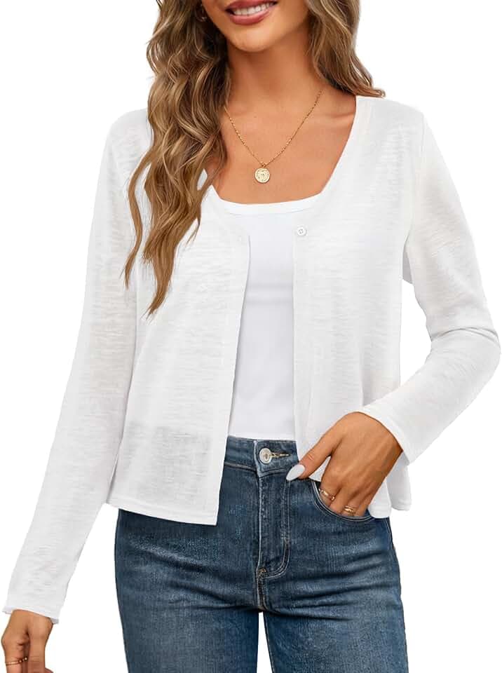 MEROKEETY Womens Summer Lightweight Cardigan 2026 Open Front Long Sleeve