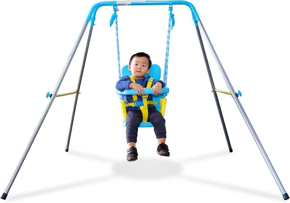 Sportspower FNS-004 My 1st Toddler Swing - Heavy-Duty Baby Indoor/Outdoor Swing Set with Safety Harness, Puppy Version, 58" L x 58" W x 47" H