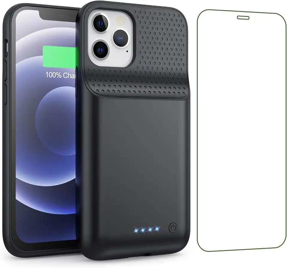 Feob Battery Case for iPhone 12/12 Pro,[2026 Upgraded] 10800mAh Ultra-Slim Portable Extended Charger Cover for iPhone 12/12 Pro Charging Case -Black