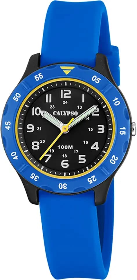 Calypso Kinderuhr Analog - Kautschuk Blau - Quarzwerk - Robustes Glas - Wasserdicht 10 ATM - Junior Collection - K5847/3