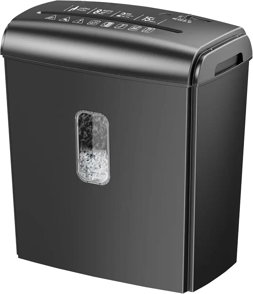 Locksworth 8-Sheet Micro-Cut Paper Shredder, P4 High Security, 4 Gallon Bin, 2-Minute Continuous Run, Home & Small Office Use