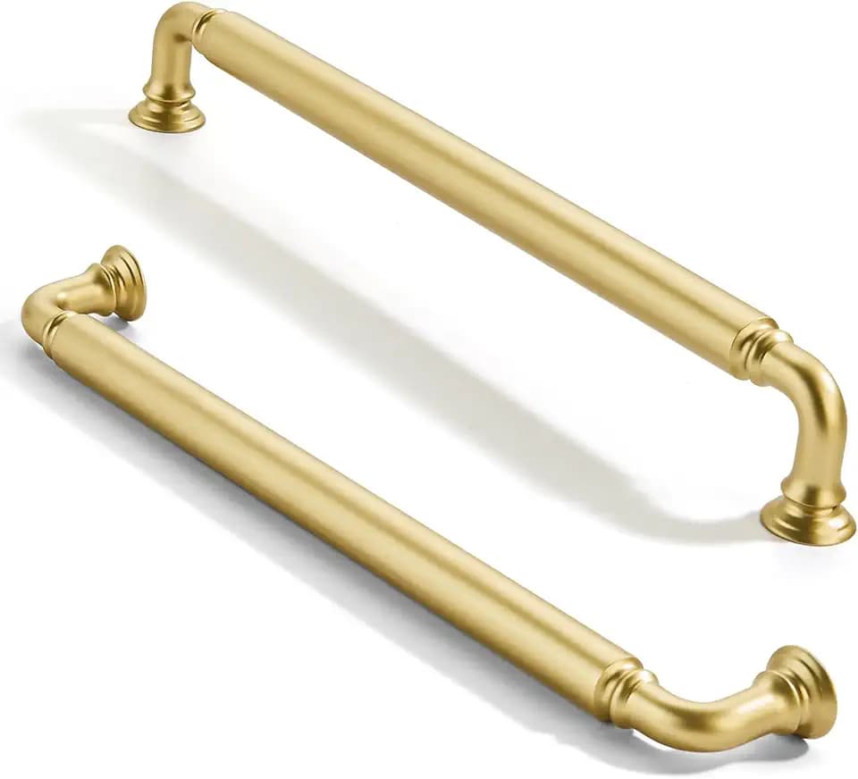 2 Pack 8inch(203mm) Center to Center Brushed Gold Cabinet Pulls Solid Cabinet Hardware Heavy-Duty Drawer Handles Kitchen Cabinet Pulls Drawer Kitchen Cabinet Hardware