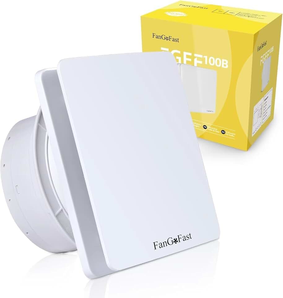 FanGoFast Badlüfter 100mm, Abluftventilator Leiser mit Rücklaufklappe, 12W Leistungsstarke Wandventilator Lüfter für Küche Bad Gewächshaus Garage