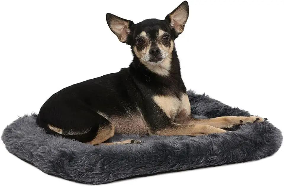 QuietTime by MidWest 18" Dog Crate Bolster Bed, Gray, Toy Breeds
