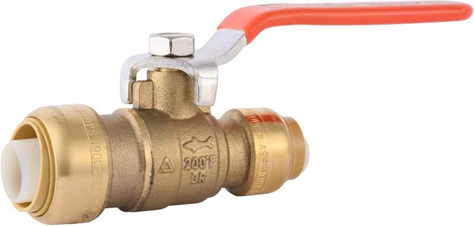 SharkBite 3/4 x 1/2 in PTC Reducing Ball Valve, Push-to-Connect Brass Water Shut-Off Plumbing Fitting, 22973LF
