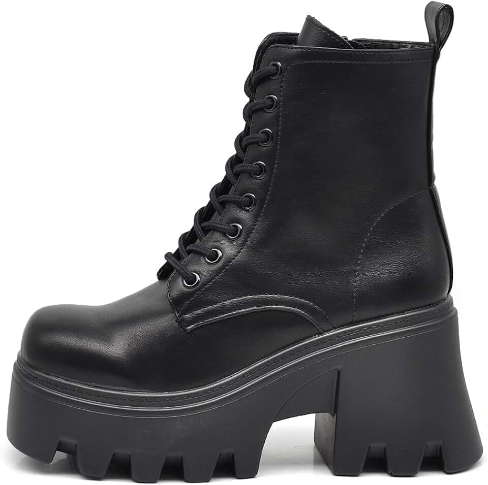 IF FASHION Stiefeletten für Damen aus Kunstleder mit großem Absatz, Platform, Keilabsatz, Diphobienboden MP752-1