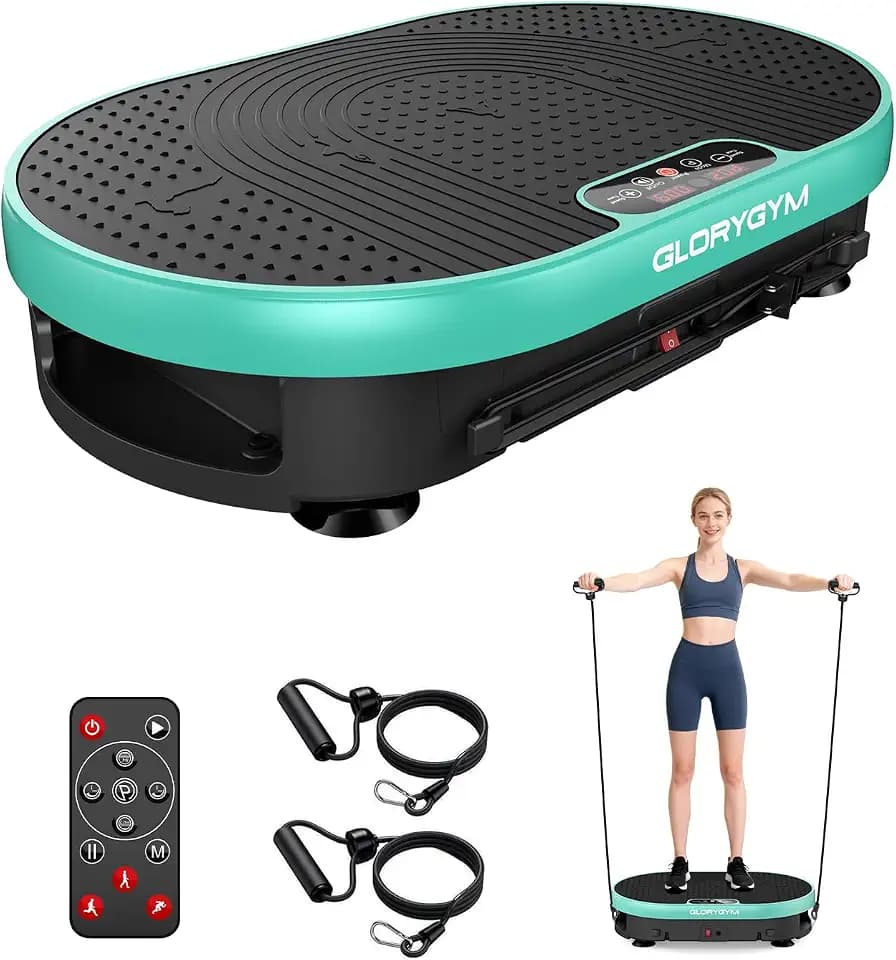 Vibration Plate Exercise Machine for Body Shaker Machine & Weight Loss, Shake Plate with Resistance Bands, 120 Speed Levels, Remote Control, Full Body Workout, Compact Home Gym Equipment