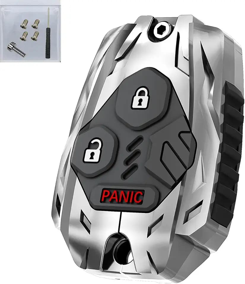 No Cutting Required - Upgraded Key Fob Shell Case for Honda Accord Civic CR-V Fit Odyssey Pilot Ridgeline CR-Z Zinc Alloy Heavy Key Fob Cover (3 Button-Silver)