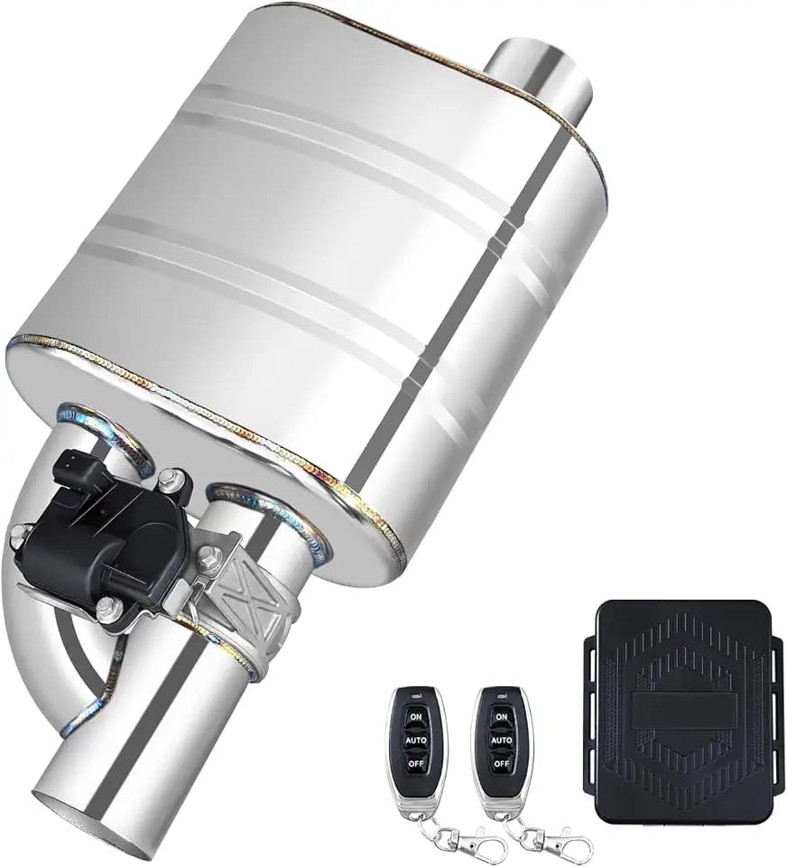 2.5 Inch Valved Muffler Electric Exhaust Cutout with Muffler Cat Back Exhaust System Kit