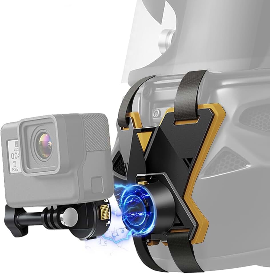Motorradhelm Kinnhalterung Magnetische Schnellhalterung für Hero 13 12 11 10 9 8 7 Max, Insta 360 X5 X4, DJI OSMO Action 5 Pro 4/3, AKASO Riemenbefestigung, umschaltbare vertikale Aufnahme