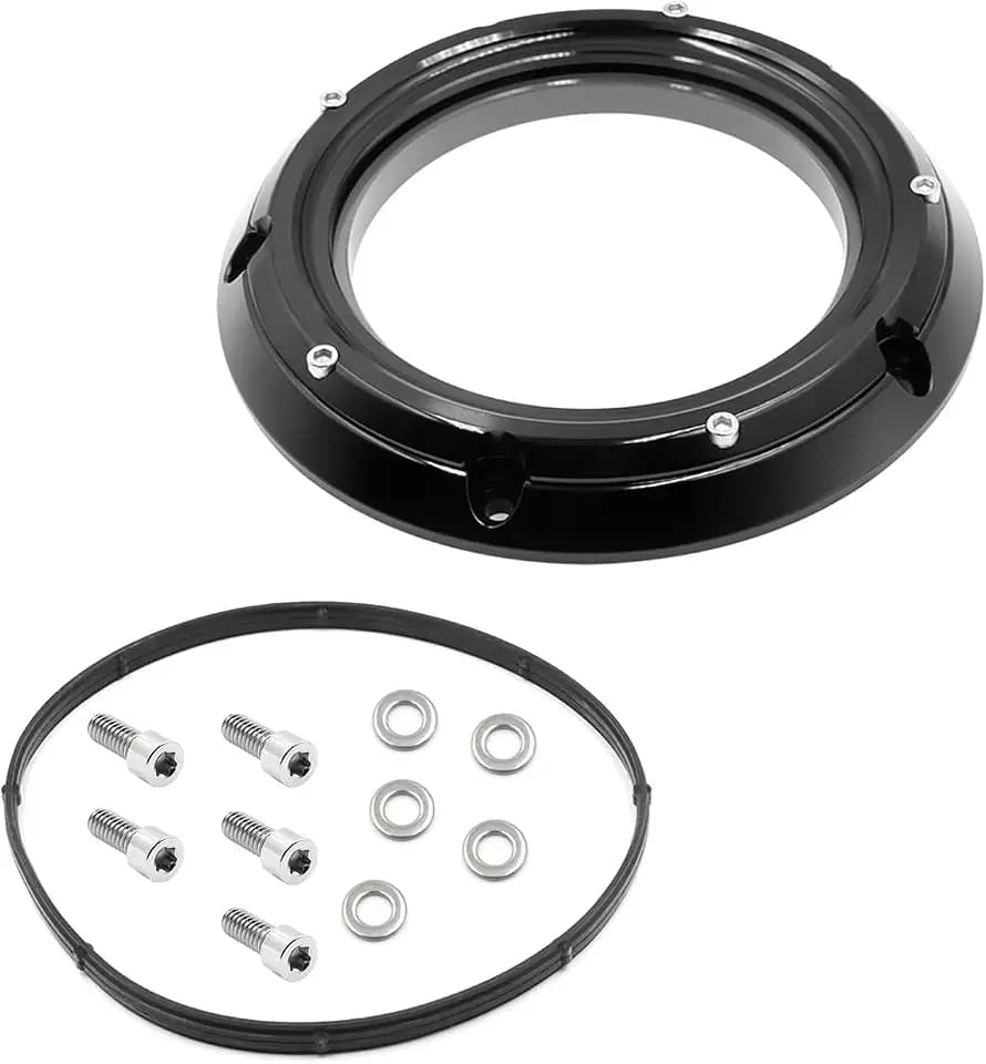 Transparent Derby Cover，New Hardware Kit Included for Harley Bagger/Touring Road Glide、Street Glide、Road King 、Trikes 2017-2026 (Black)
