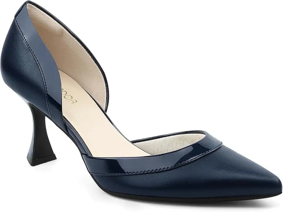JENN ARDOR Women's Pumps Low Heels Pointed Closed Toe Kitten Dress Shoes for Women Comfortable Stiletto Heeled Sandals Classic Wedding Party D'Orsay Work Pumps