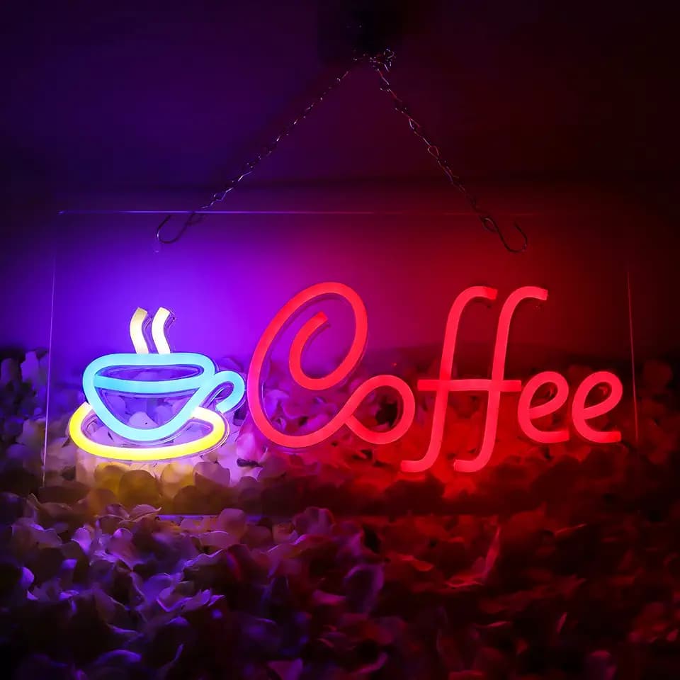 Coffee Neon Signs for Wall Decor Led Lights for Coffee Bar Led Sign Room Decor Aesthetic Suitable for Living Room Bistro Cafe Shop Man Cave Party Christmas Halloween 5V Usb Power