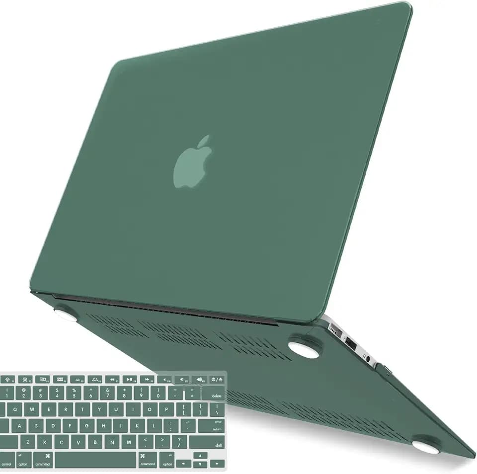 IBENZER Compatible with Old Version MacBook Air 13 Inch Case (2010-2017 Release). Models: A1466 / A1369, Plastic Hard Shell Case with Keyboard Cover for Mac Air 13, Midnight Green, A13MTGN+1
