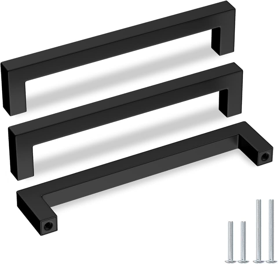 Goldenwarm 30 Pack 6-1/4" Black Cabinet Handles Kitchen Drawer Pulls