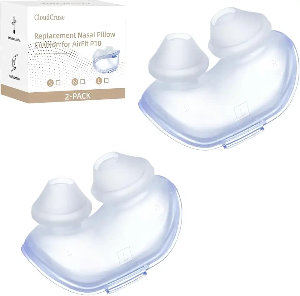2 Packs Replacement Nasal Pillow Cushion for ResMed AirFit P10, Ultra-Soft Silicone, Better Sealing, Minimize Leakage, Reduce Pressure Points, CPAP Supplies Accessories, Size Large