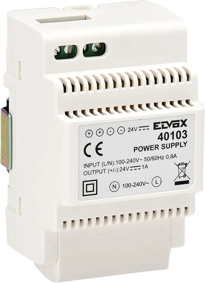 VIMAR 40103 Netzteil für Videosprechanlagen mit Ausgang 24Vdc, Versorgung 100-240V 50/60Hz, auf DIN-Schiene (60715 TH35), Platzbedarf 3 Module mit 17,5 mm Bianco