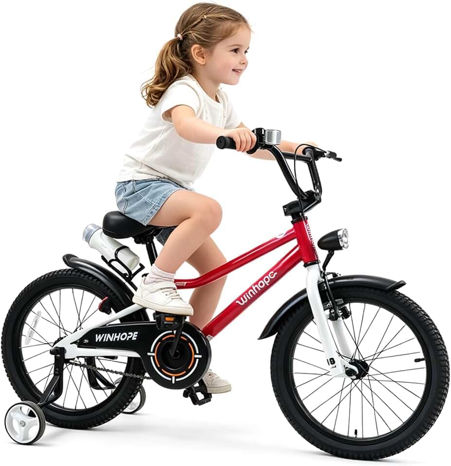 WinHope Kids Bike with Headlight, 12-20 Inch Pedal Bike for 2-12 Boys Girls