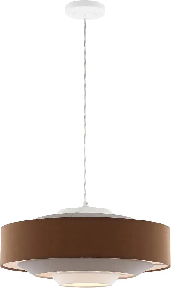 SAFAVIEH Lighting Collection Collelo Brown/Beige/White Adjustable Pendant Hanging Light Fixture, Ideal for Dining Room, Kitchen Island, Entryway (LED Bulb Included)