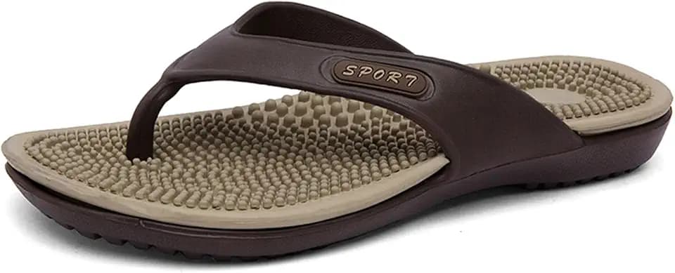 ihinzry Mens Sport Flip Flops with Plantar Fasciitis Arch Support Outdoor Summer Beach Sandals Comfort Orthotic Thong Sandals