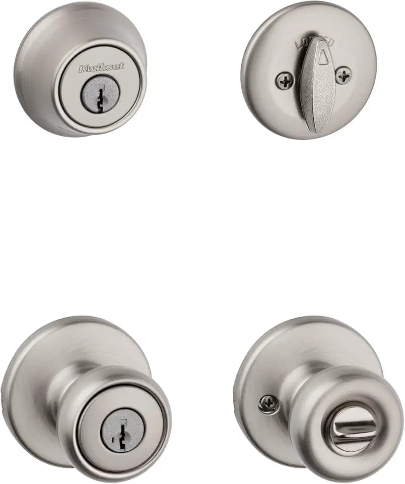 Kwikset Tylo Front Door Lock Set with Deadbolt and SmartKey, Satin Nickel