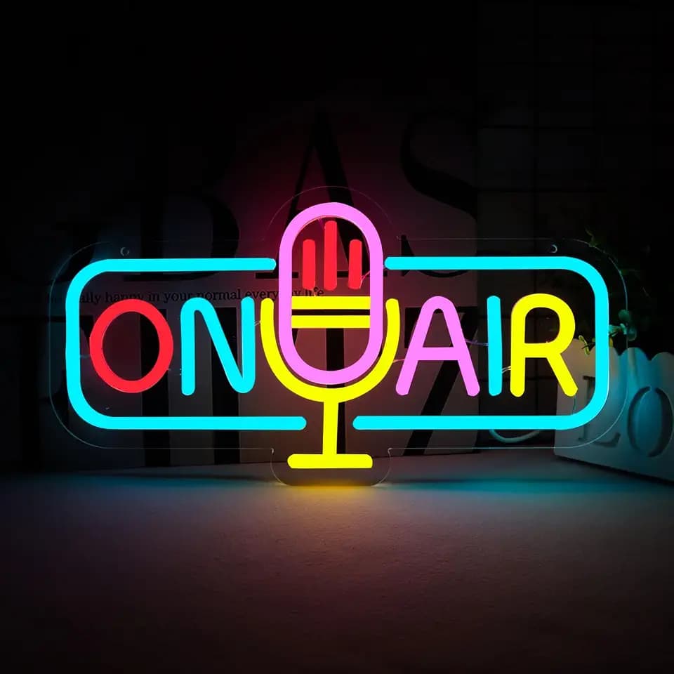 ON AIR Neon Light Recording Neon Signs Wall Decor for Podcast Setup,Broadcasting Room,Radio Station,Home Studio, Gift Art for Friends,Podcaster 16.14 x 8.35 IN-USB Powered-Acryli