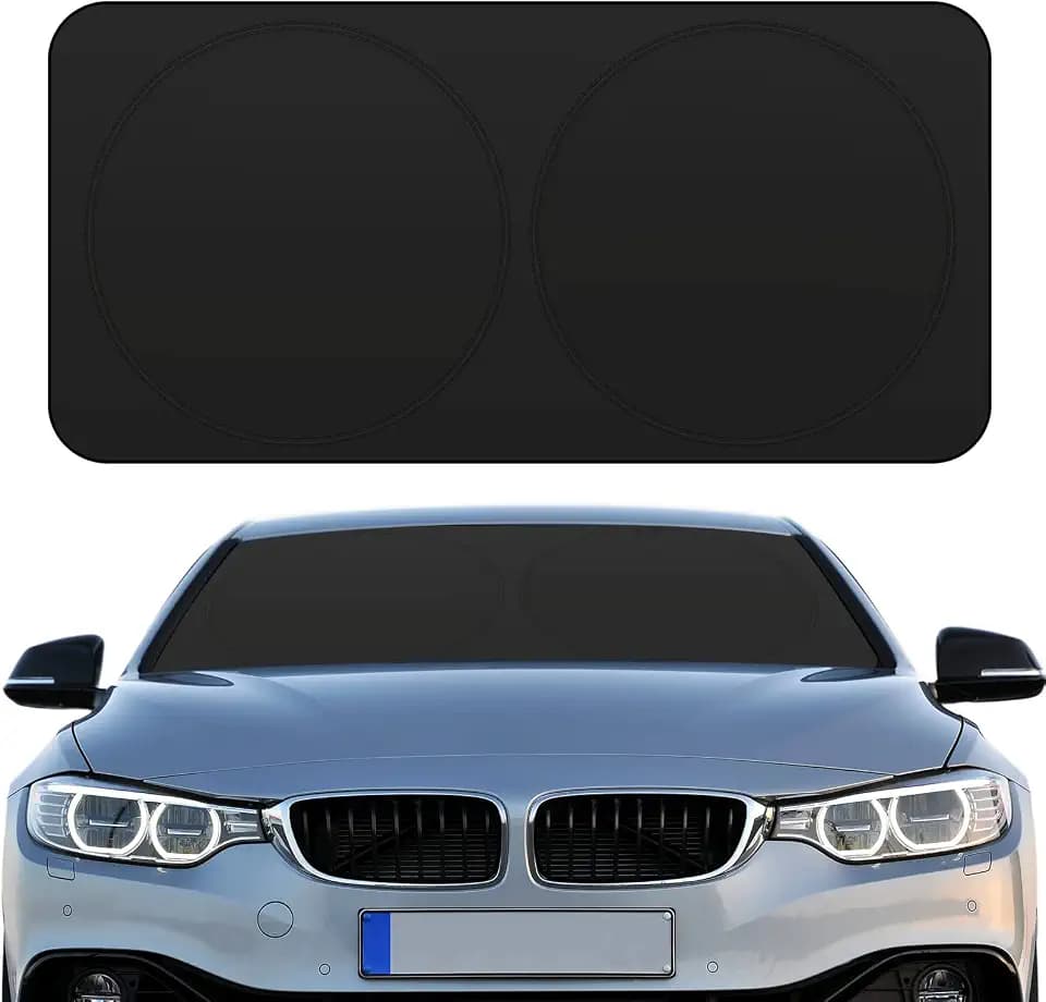 Woanger Car Windshield Shade Foldable Front Window Sun Visor Solid Black