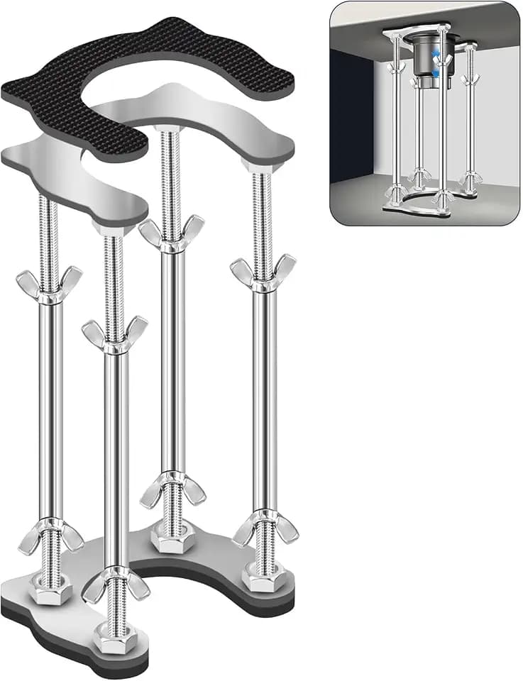 Undermount Kitchen Sink Bracket Space Saving Upright Sink Repair Kit with Non-Slip Shock Absorbing Pads Stainless Steel Adjustable Bracket for Kitchen, Bathroom and Outdoor Sink