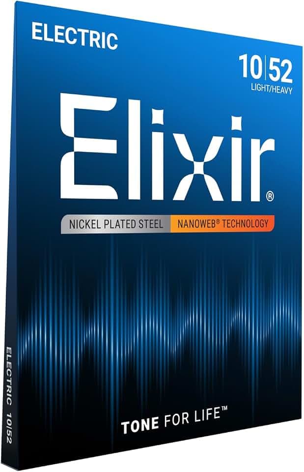 Elixir® Saiten E-Gitarrensaiten mit NANOWEB®Beschichtung, Light/Heavy (.010-.052)