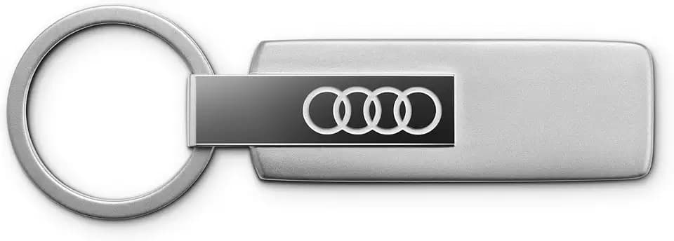 Audi 3182501800 Schlüsselanhänger Edelstahl Schlüsselring Keyring, mit Audi Ringe Emblem, silber