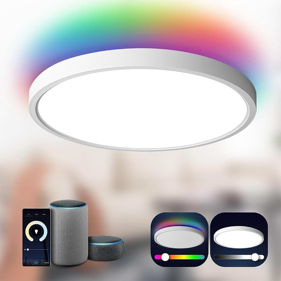 ANTENLICHT LED Deckenlampe Smart 24W Kompatibel mit Alexa und Google Assistant Ø30cm, Steuerbar via App mit 16 Millionen DIY Farben, Wifi Deckenleuchte mit Fernsteuerung für Schlafzimmer, Wohnzimmer