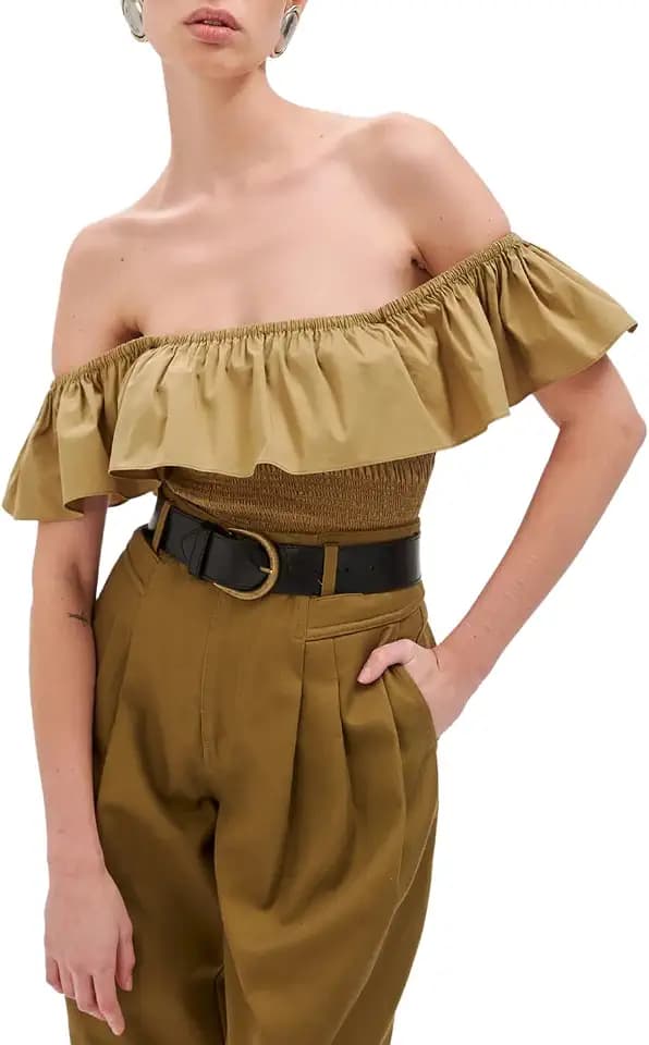Ronny Kobo Women's Poplin Off the Shoulder Dira Top