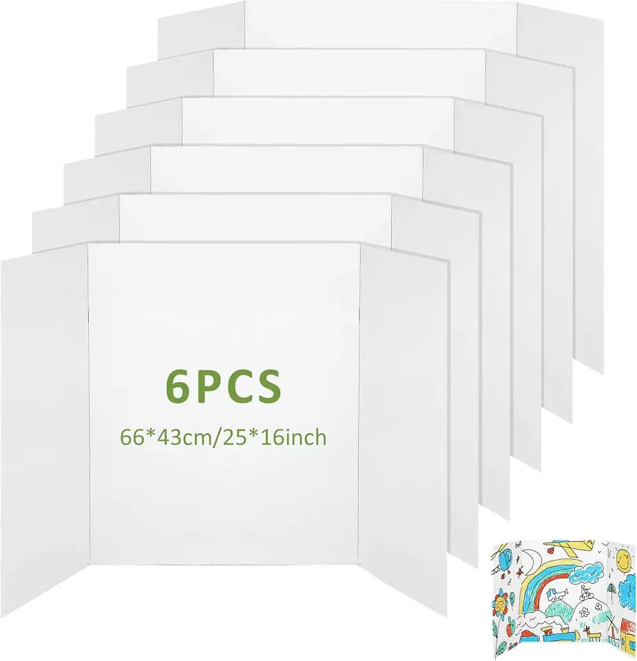 6 x dreifach gefaltete Präsentationstafeln, 66 x 43 cm, faltbare Postertafel, Dreifach-Schalttafel für Geschäftspräsentationen, Ausstellungen (weiß)