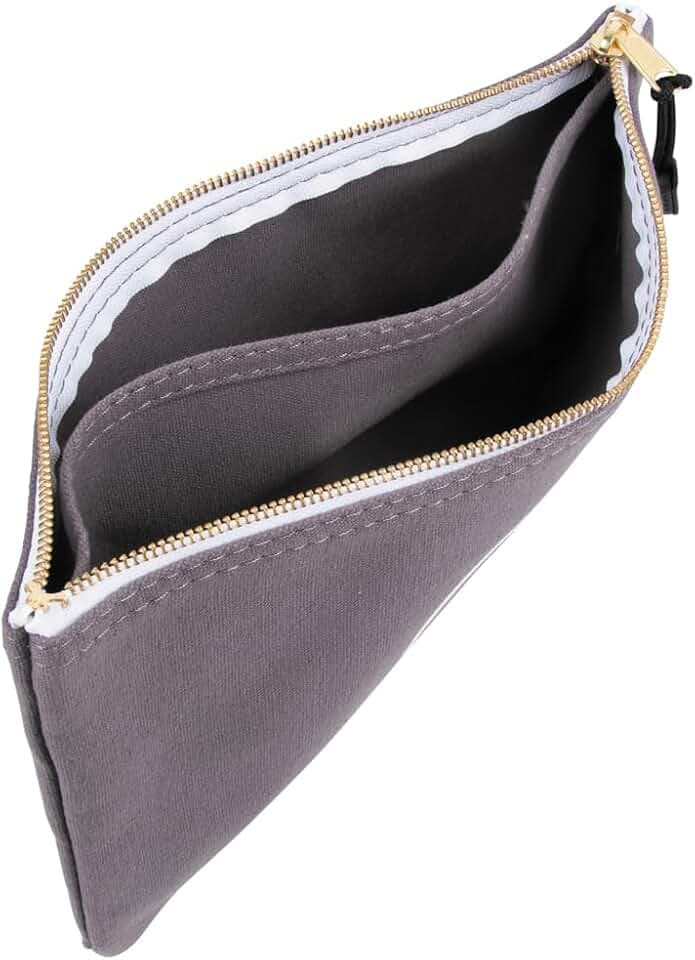Klein Tools 55578 Zipper Bag with Divider, No. 10 Canvas, 7-Inch x 12-1/2-Inch Heavy Duty Tool Bag Organizer, Multipurpose for Tools to Crafts