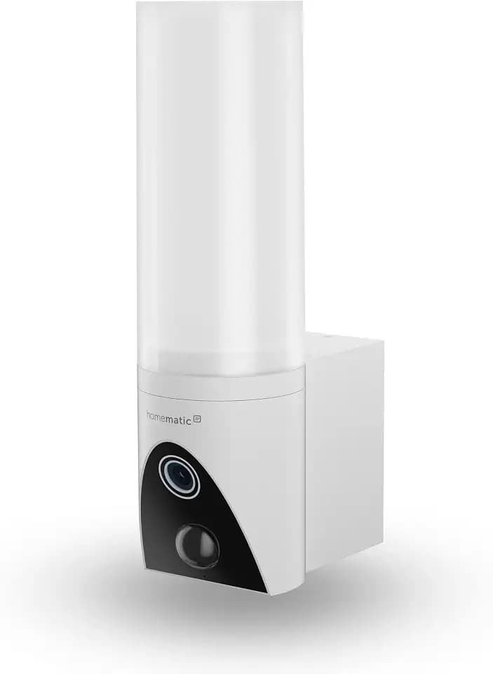 Homematic IP Außenlichtkamera, Smart Home, Überwachungskamera für den Außenbereich mit AI Bewegungs-/Geräuscherkennung, LED-Flutlicht, Zwei-Wege-Audio, Nachtsicht, 162947A0