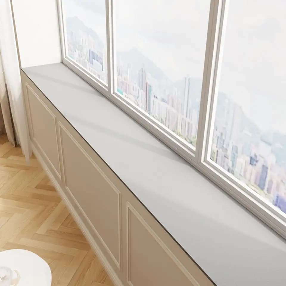 Window Sill Cushion Pad - Narrow Adjustable & Waterproof Window Seat Mat for Bay Windows, Absorbent Dust-Proof Liner with Non-Slip Backing,Cut-to-Fit (Light Grey, 79''x4'')
