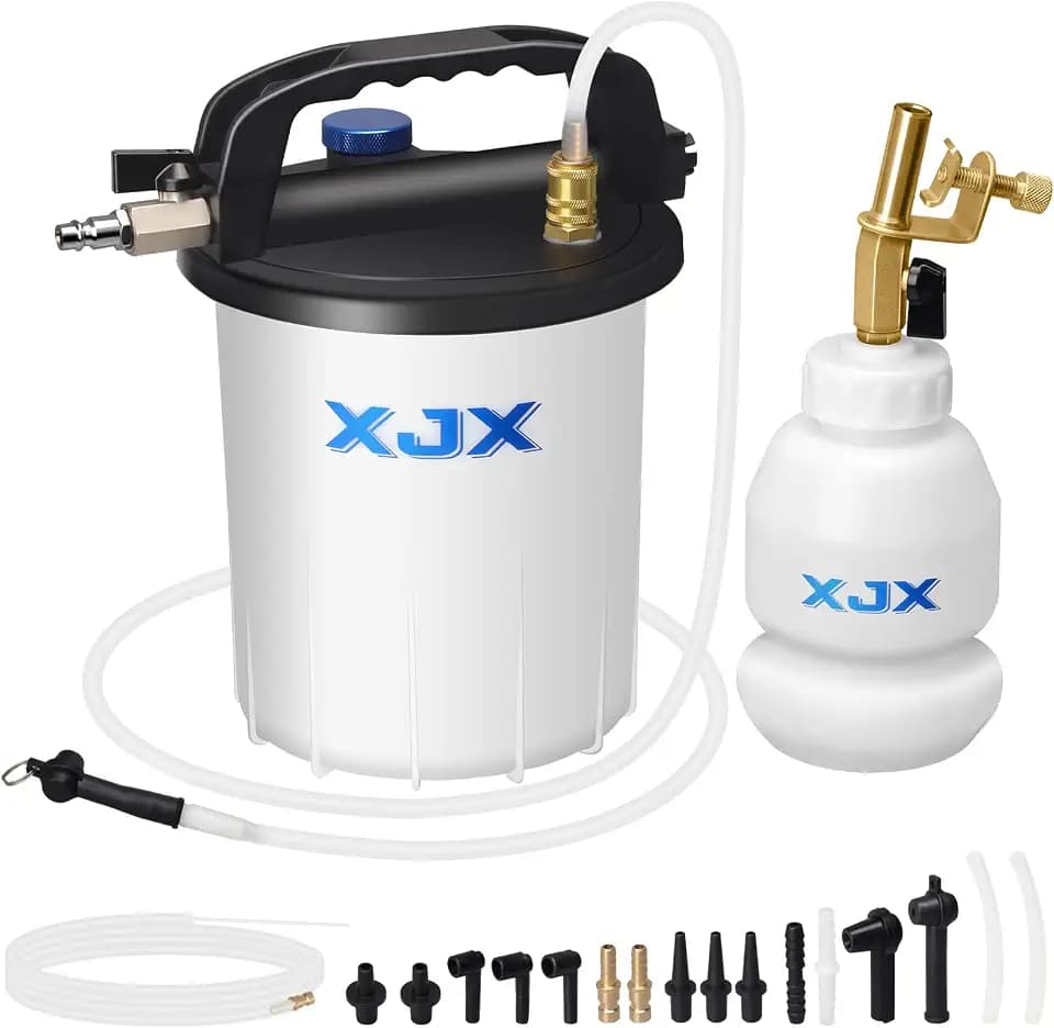 XJX 3L Vacuum Brake Bleeder Kit,Pneumatic Brake Fluid Bleeder Kit,Air Pressure Brake Bleeder Extractor Vacuum Pump Kit with 1L Refilling Bottle and Adapters-06