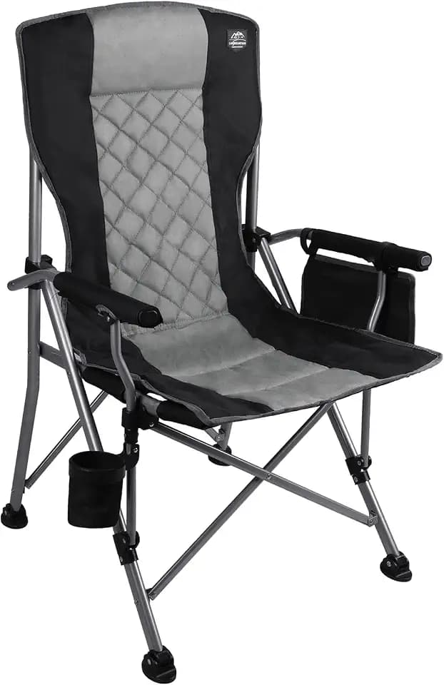 Folding Padded Camping Chair with Hard Armrest,Cup Holder,Heavy Duty for Adults,Paded Backrest,Portable Lawn Lightweight Outdoor Camp Chair,Support up to 400lbs