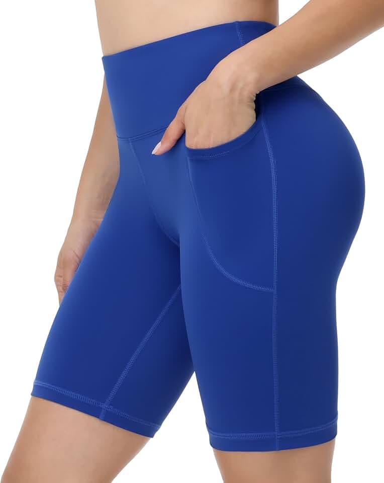Runhit Biker Shorts Women with Pockets - 8''/5''/3'' High Waisted Yoga Workout Gym Spandex Tummy Control Shorts