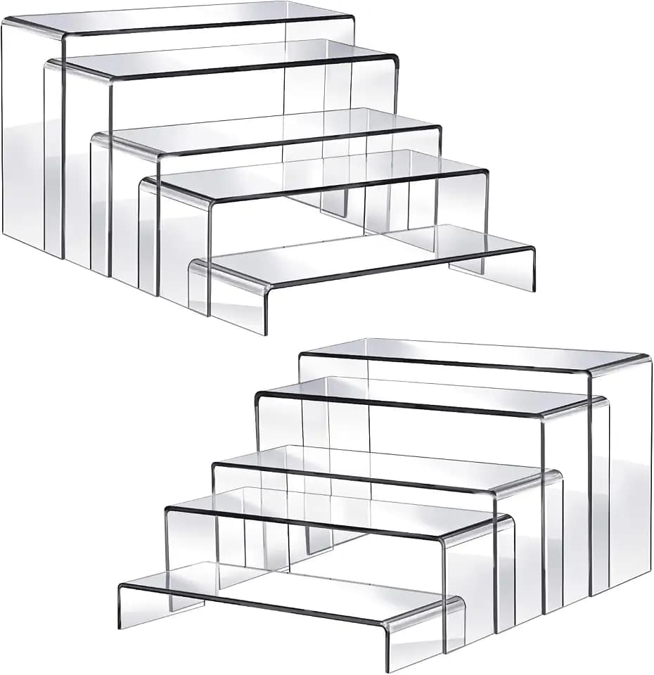 Fixwal 10pcs 2 Set Clear Acrylic Display Risers Large